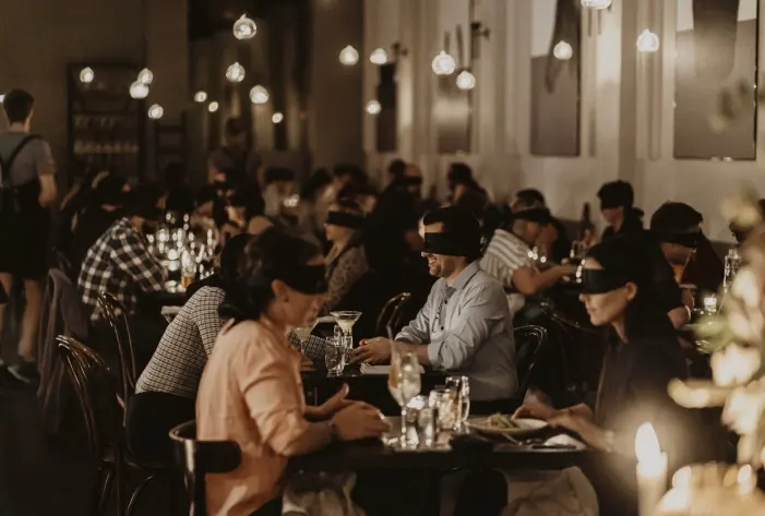 Eating blindfolded in a restaurant - Dining in the Dark Seattle